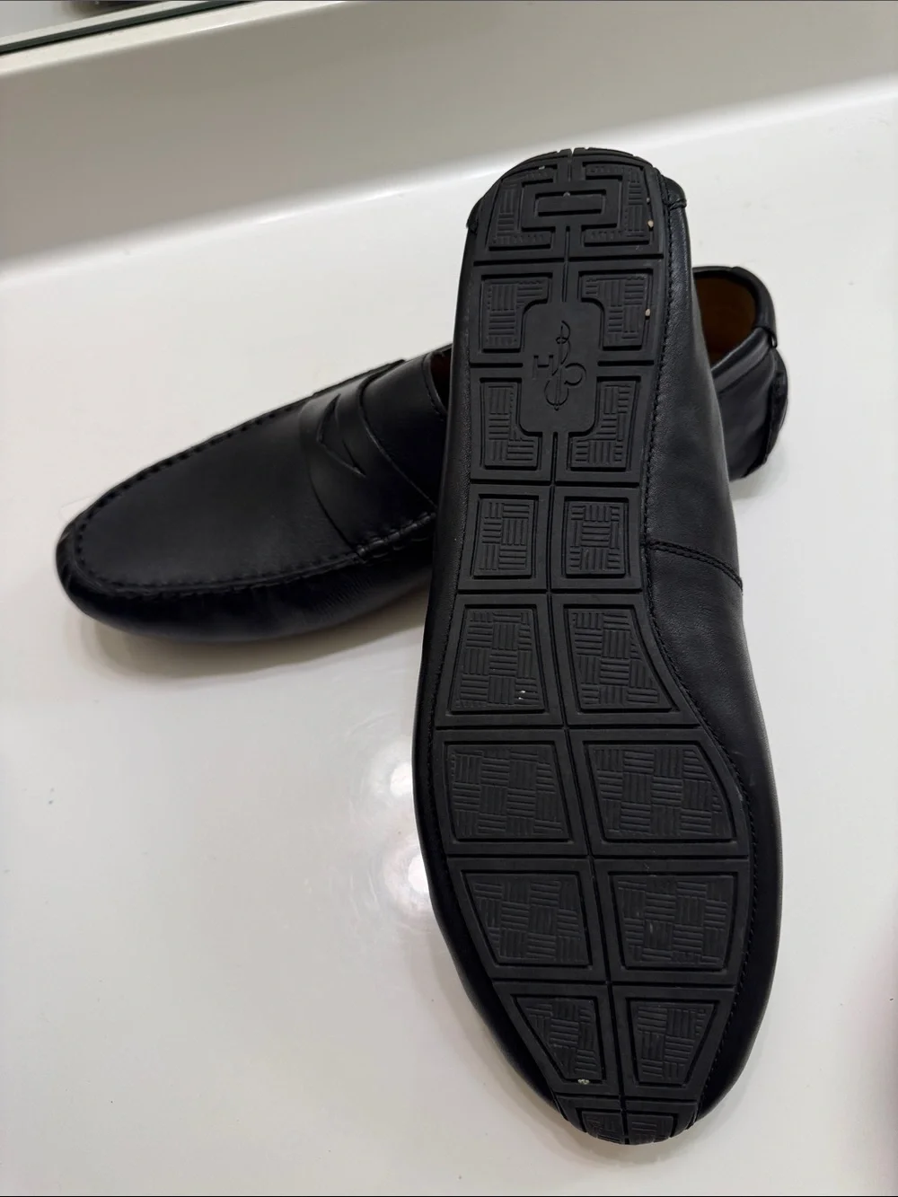 Cole Haan Black Leather Penny Loafers with Tan Insole